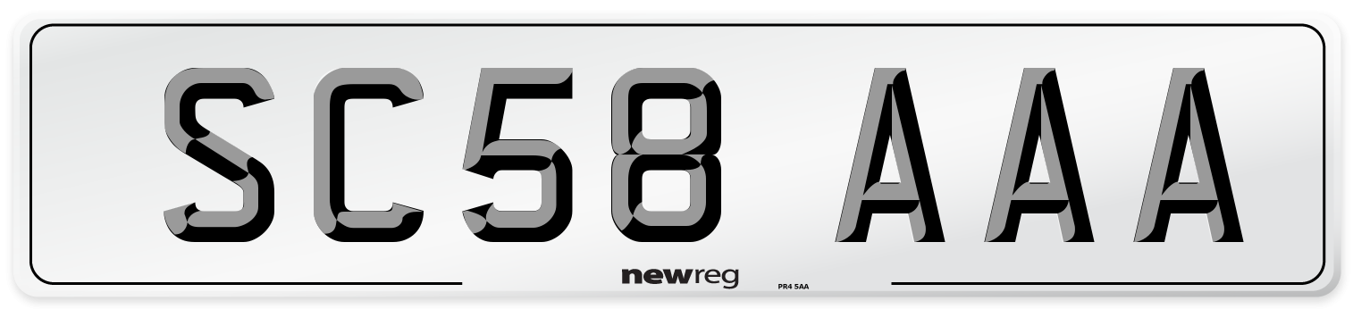 SC58 AAA Number Plate from New Reg